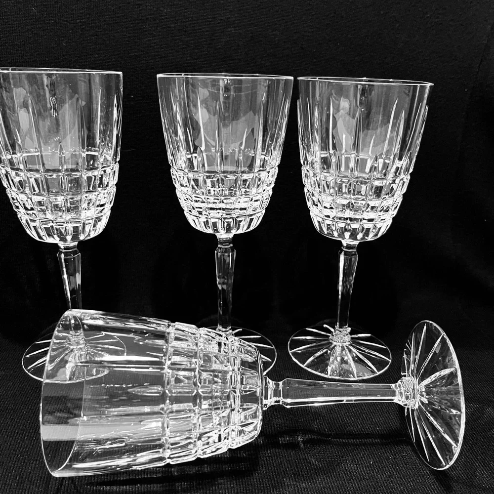 Vintage Val St Lambert Heavy Cut Crystal Water Goblets Set of 3
